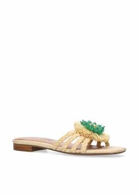 NEW BIBI LOU women's vavin flower slide in natural